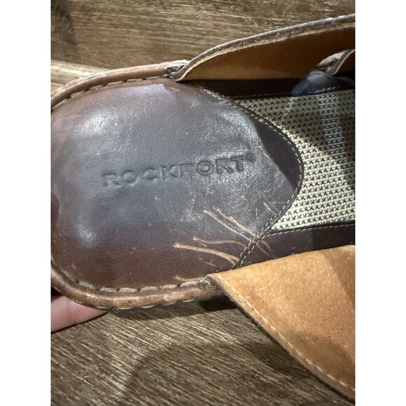 MENS ROCKPORT BRAND - LEATHER SANDALS/SLIDES * SIZE 14 - Picture 6 of 7